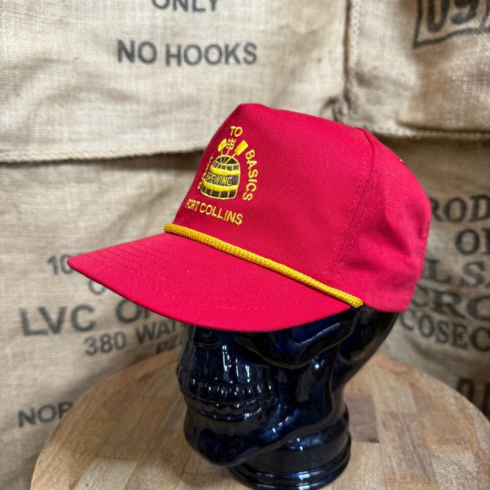 Vintage 80s Back to Basics Brewing Fort Collins Red Snapback Trucker Hat Cap USA - Picture 2 of 6